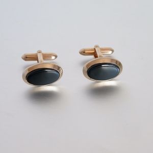 Vintage Black Onyx Gold Tone Cufflinks.